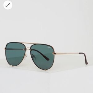 QUAY HIGH KEY TEAL RIMLESS AVIATOR SUNGLASSES